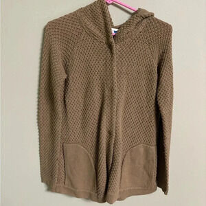 Anthropologie Sparrow Waffle Knit Cardigan Sweater Size Small Hooded Snap Button